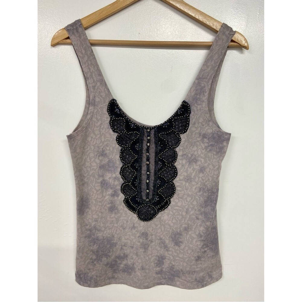 Free People Grung Boho Fairycore Whimsigoth Tie Dye Gray Sparkle Tank Top M
